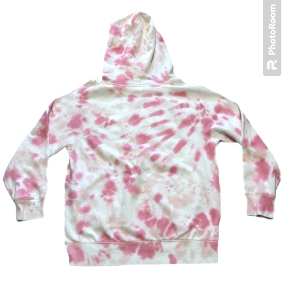PINK VICTORIA’S SECRET PINK WHITE TYE DYE DRAWSTRING HOODIE SWEATER, SIZE S - Picture 2 of 5